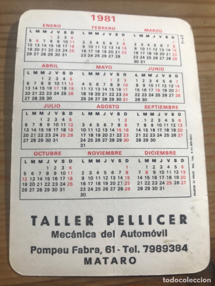 Coleccionismo deportivo: Calendario Sardana 1981 - Foto 2