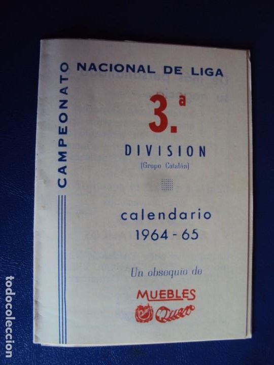 Coleccionismo deportivo: (GT-141)CALENDARIO DE 3&ordf; DIVISION 1964-65 - Foto 1