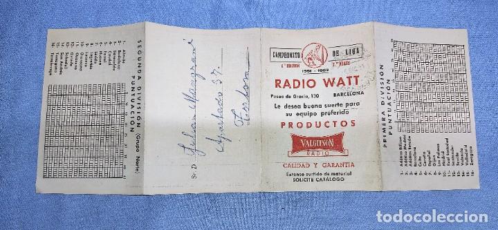 CALENDARIO DE FUTBOL CAMPEONATO DE LIGA 1951 - 1952 CON PUBLICIDAD DE RADIO WATT (Coleccionismo Deportivo - Documentos de Deportes - Calendarios)