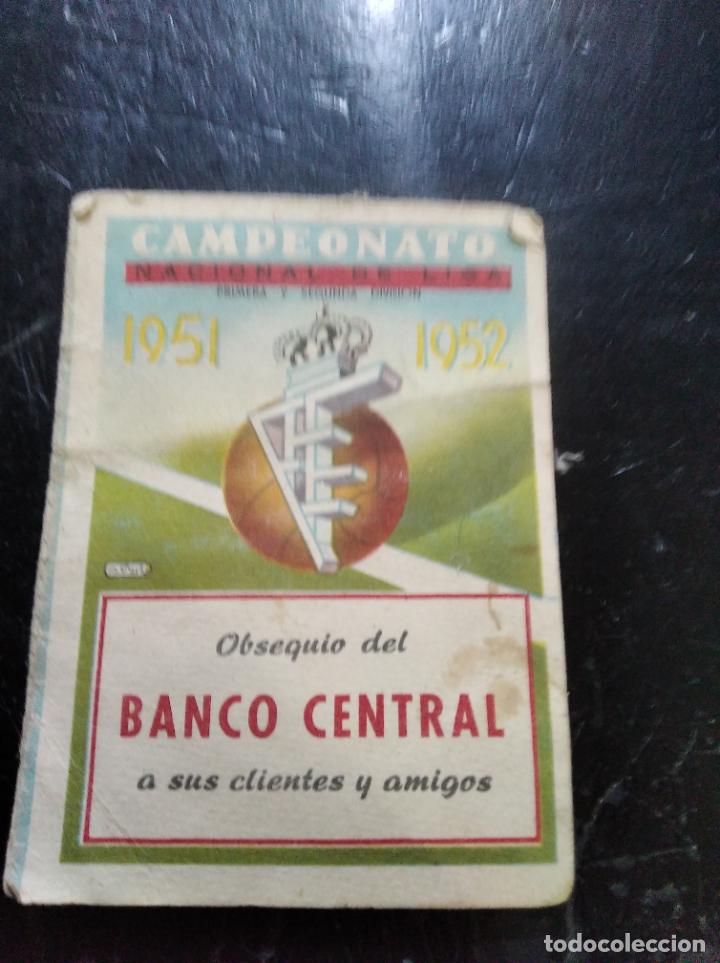 Coleccionismo deportivo: PROGRAMA DEL CAMPEONATO DE LIGA 1951-1952 OBSEQUIO DEL BANCO CENTRAL - Foto 1