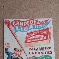 Coleccionismo deportivo: CALENDARIO FÚTBOL CAMPEONATO DE LIGA 1949-50 PUBLICIDAD BOMBONES SANIX / DOOT JUVENS. Lote 325954818