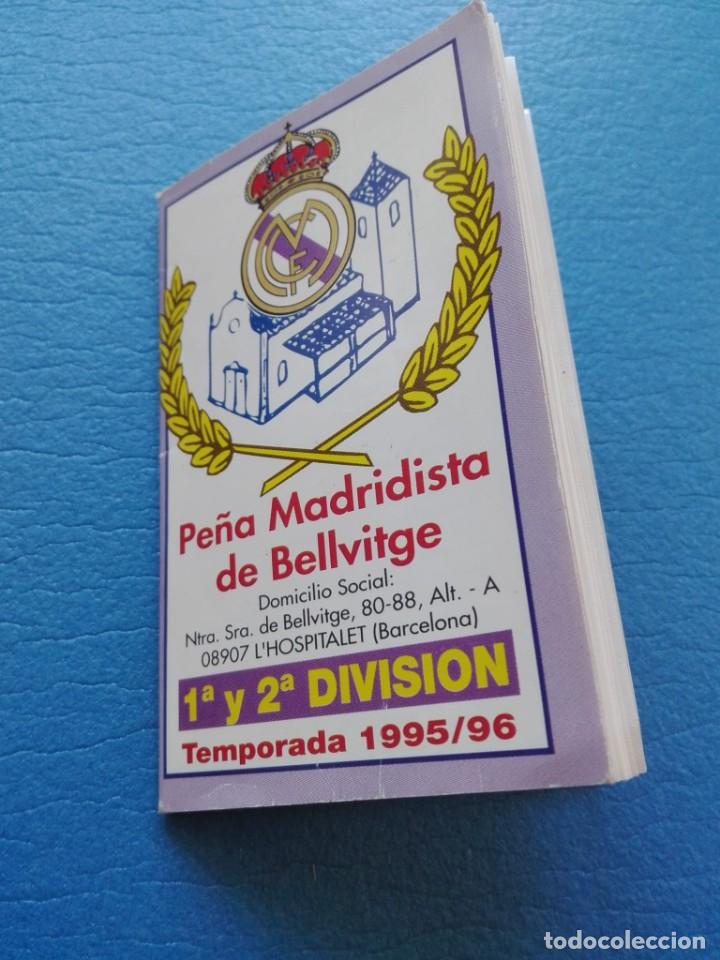 Coleccionismo deportivo: CALENDARIO DE LIGA TEMPORADA 1995/96 FUTBOL DE 1ª Y 2ª DIVISON - PEÑA MADRIDISTA DE BELLVITGE