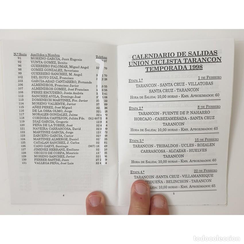Coleccionismo deportivo: UNION CICLISTA TARANCON CALENDARIO SALIDAS 1998 - Foto 5