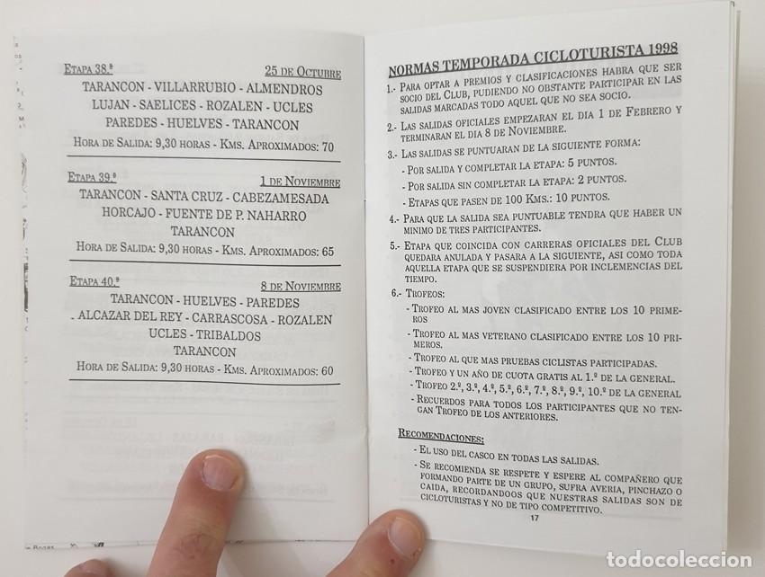 Coleccionismo deportivo: UNION CICLISTA TARANCON CALENDARIO SALIDAS 1998 - Foto 6