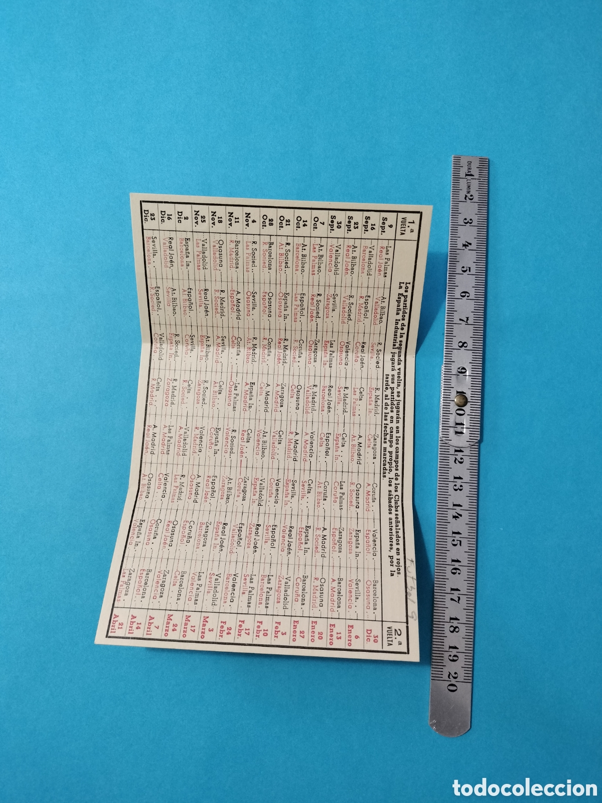 Coleccionismo deportivo: CALENDARIO PRIMERA DIVISION 1956-57 - Foto 2