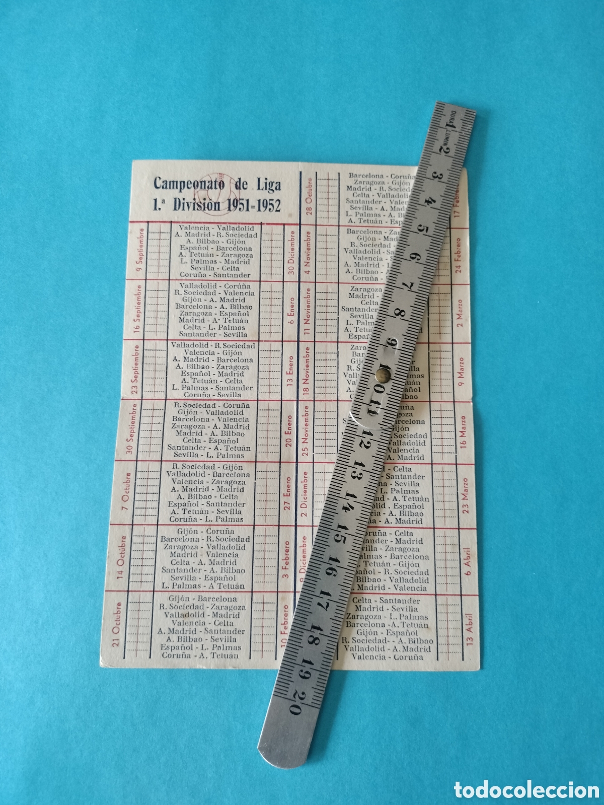 Coleccionismo deportivo: CALENDARIO DE LA LIGA 1951-52 - Foto 3