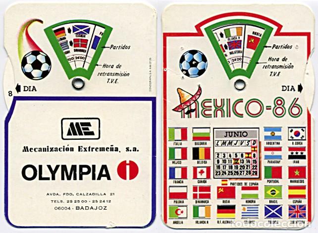 Coleccionismo deportivo: Badajoz / Mecanización Extremeña, S. A. / Calendario Mundial México 86