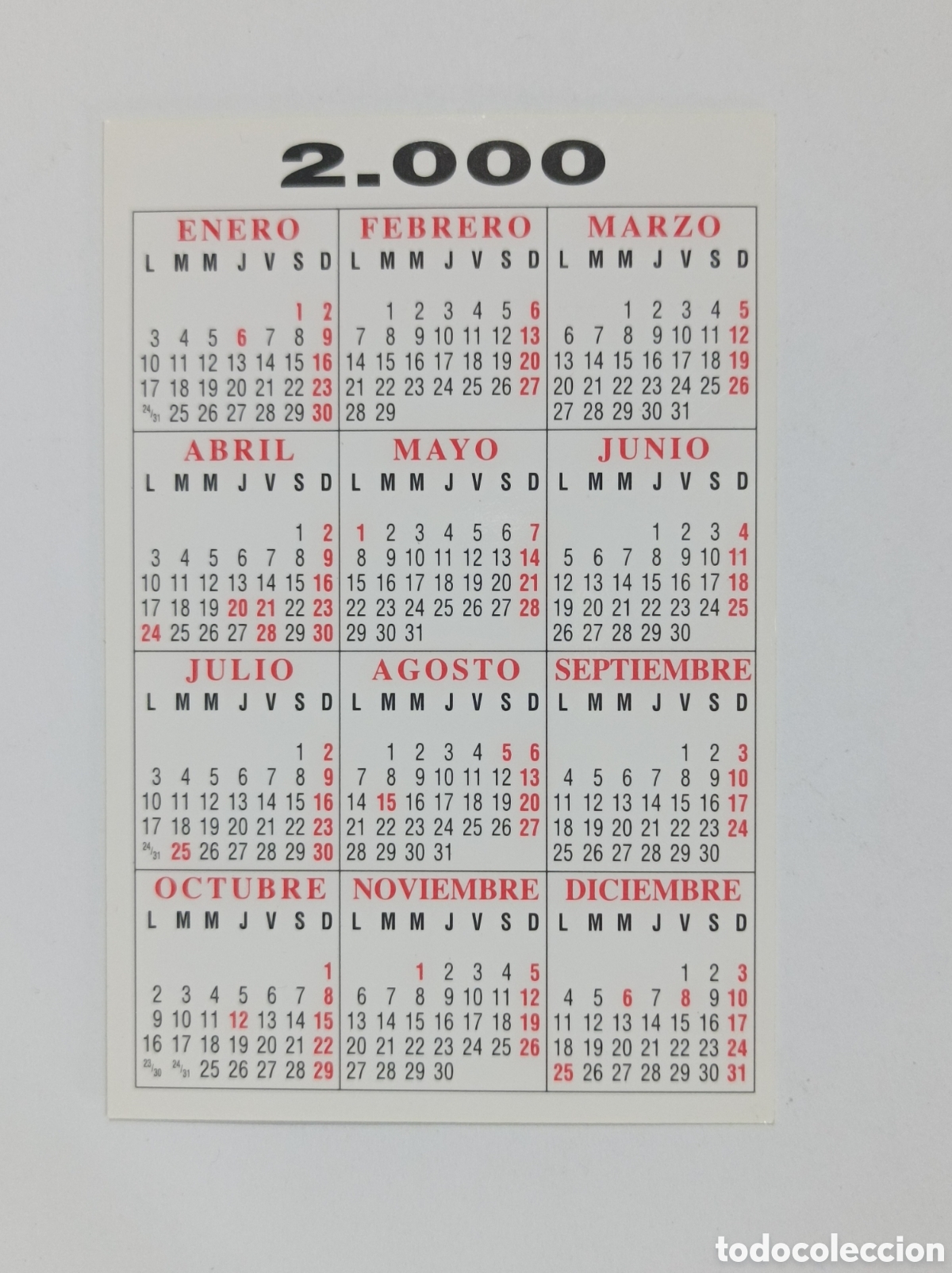Coleccionismo deportivo: CALENDARIO REAL MADRID 2000. BUEN ESTADO. - Foto 2