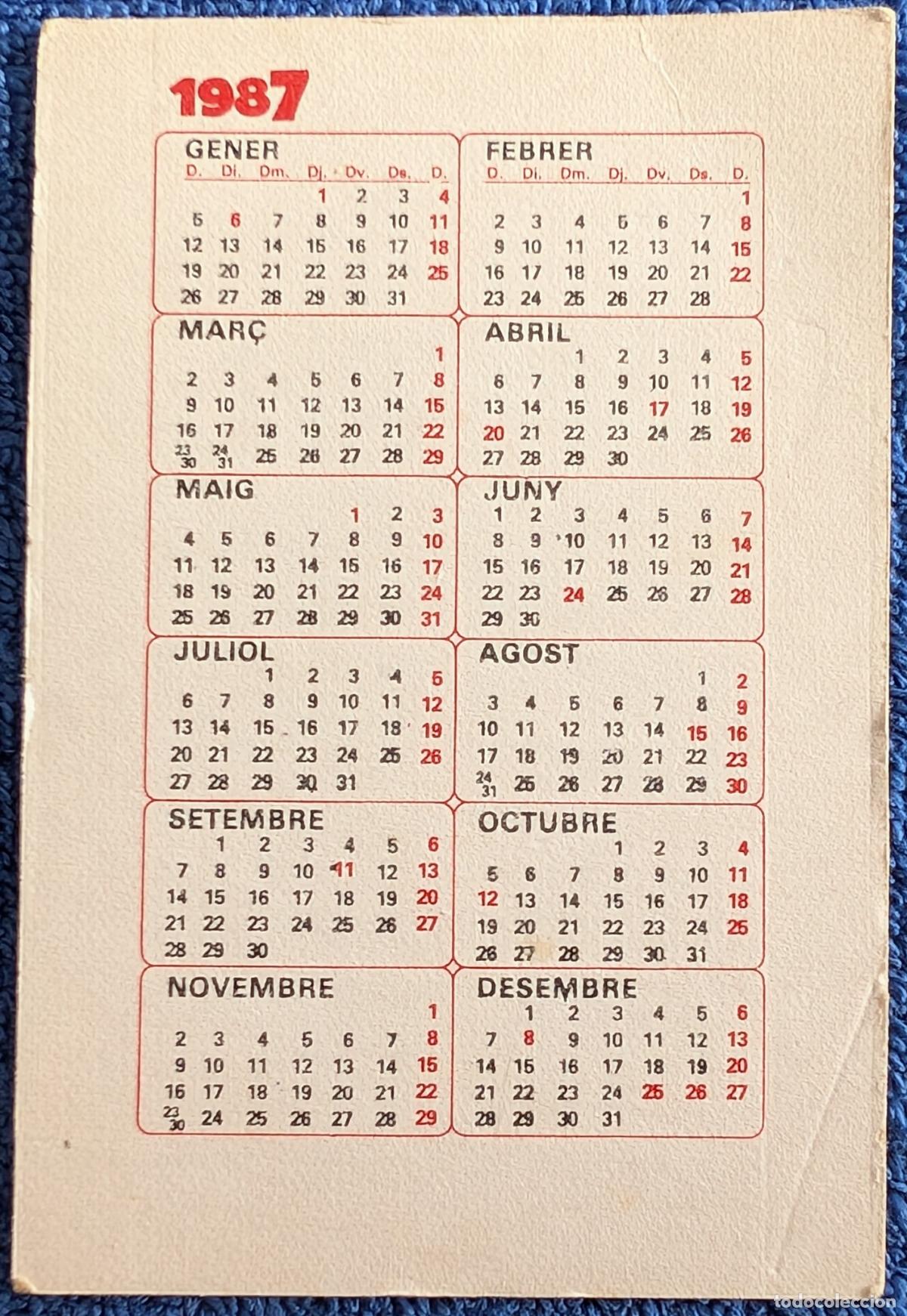 Coleccionismo deportivo: Calendario de bolsillo - Containers Catalunya (1987) - Foto 2