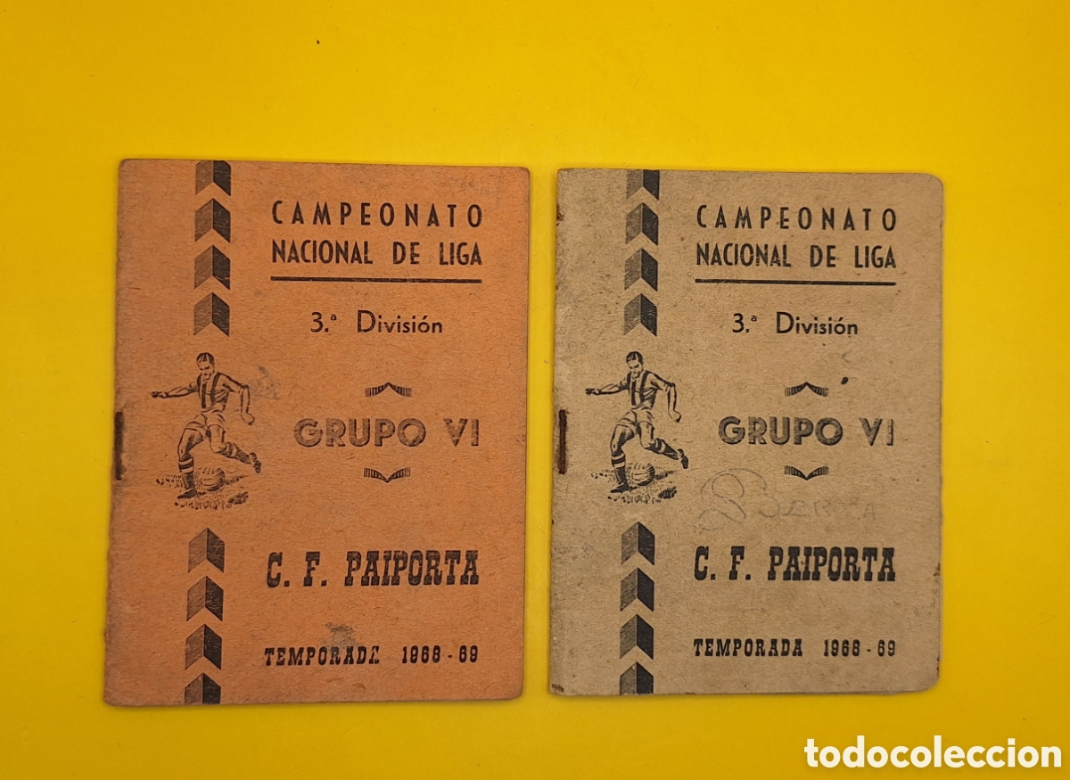 Coleccionismo deportivo: Pareja Calendarios C.F Paiporta Tercera Divisi&oacute;n Temporada 1968 - 1969