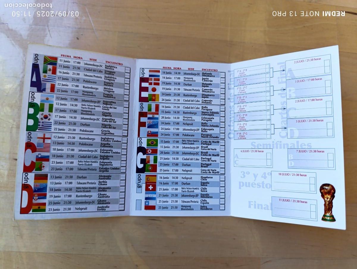 Coleccionismo deportivo: MUNDIAL 2010 CALENDARIO - Foto 2
