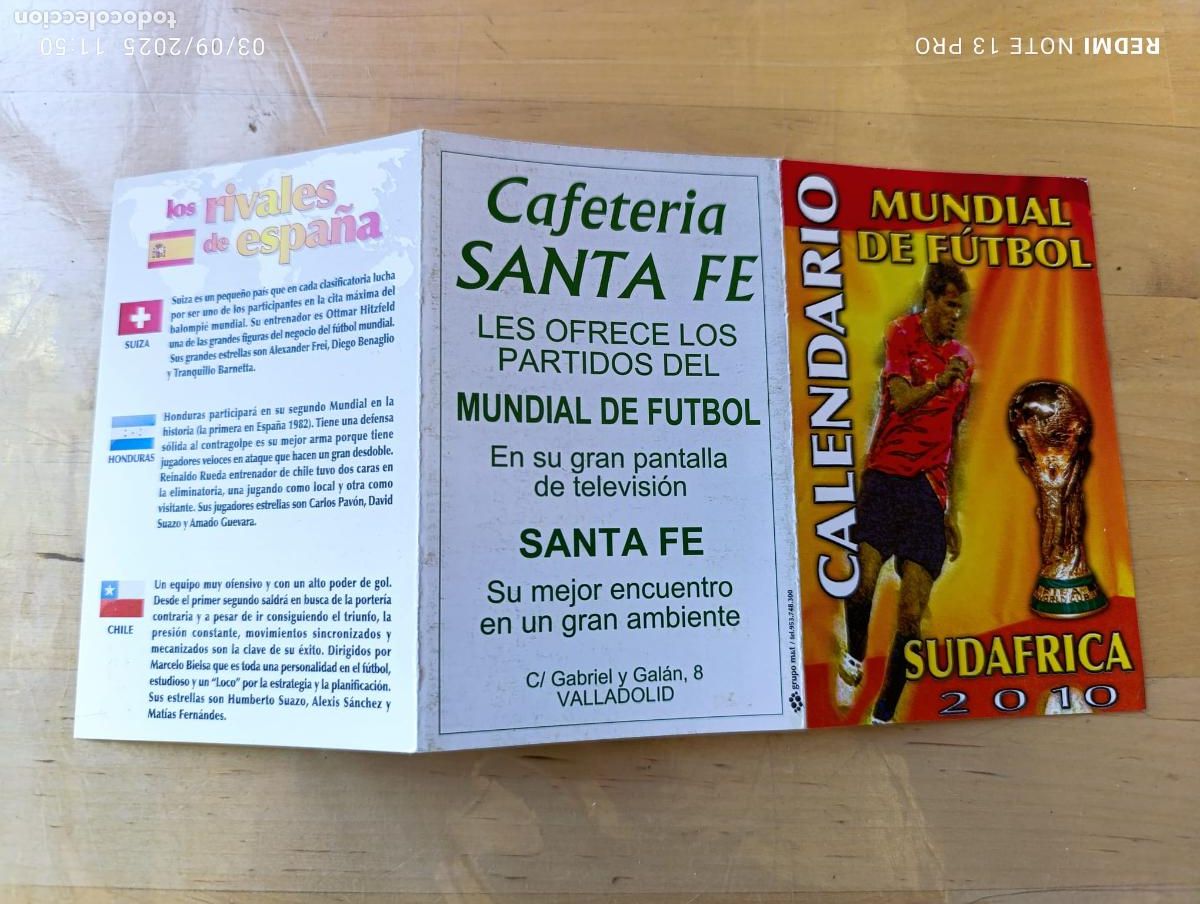 Coleccionismo deportivo: MUNDIAL 2010 CALENDARIO - Foto 1