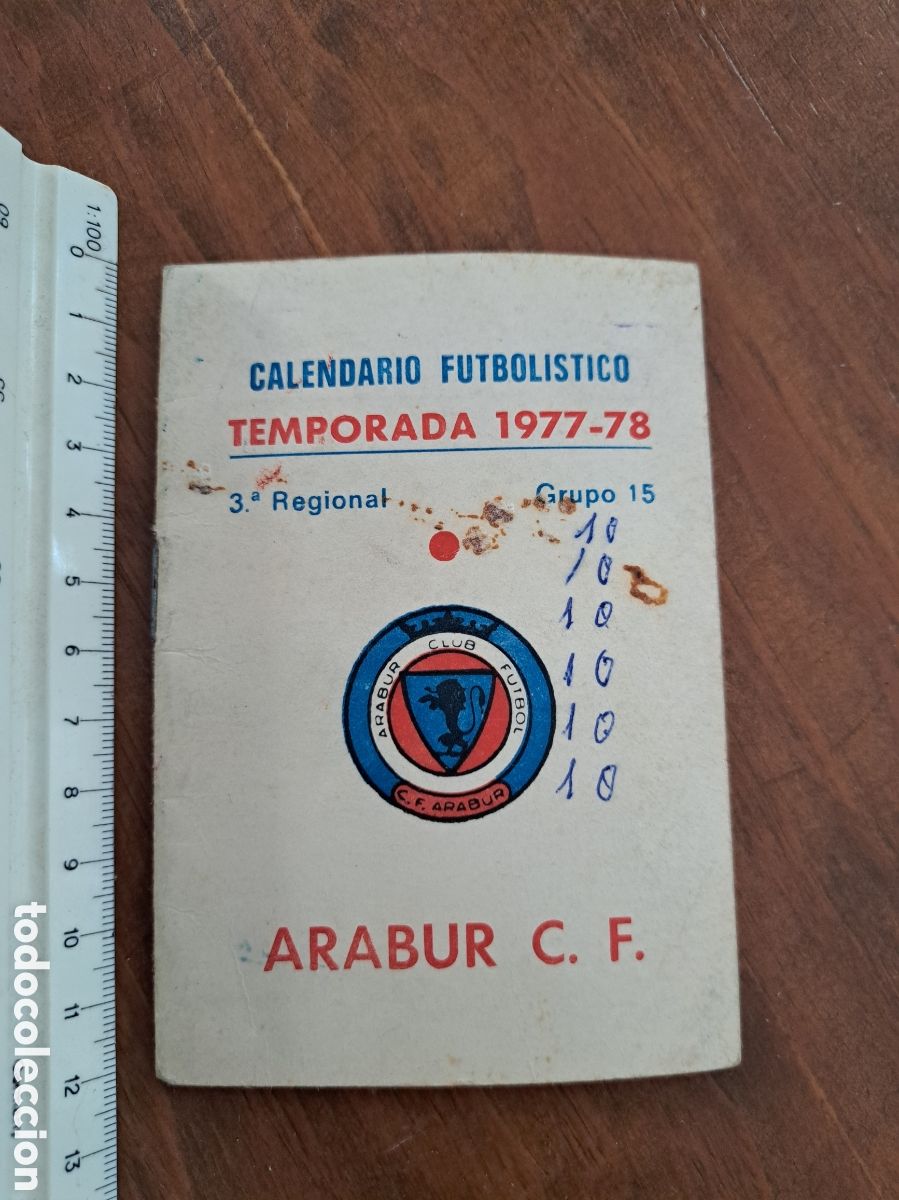 Coleccionismo deportivo: Jml Futbol Calendario Futbolistico Temporada 1977-78 3a Regional Grupo 15, Arabur C.F.