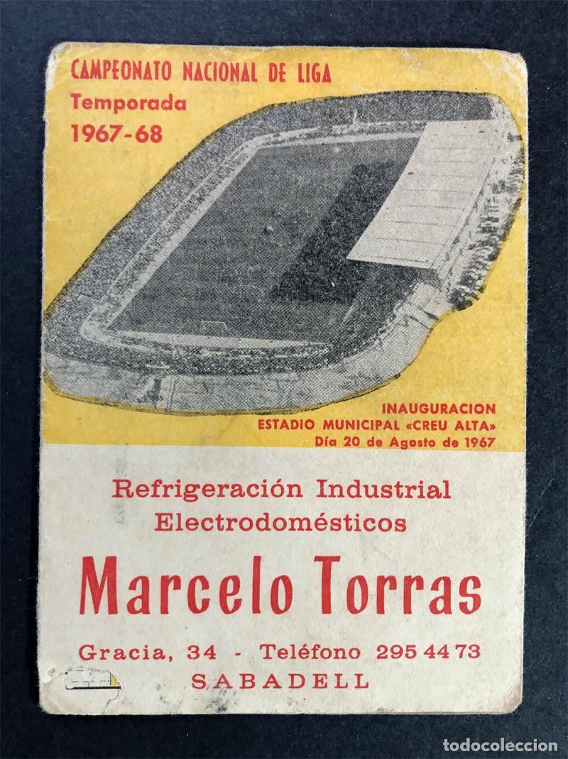 Coleccionismo deportivo: CALENDARIO LIGA FUTBOL 1967 - 68 / INAUGURACI&Oacute;N ESTADIO CREU ALTA / SABADELL