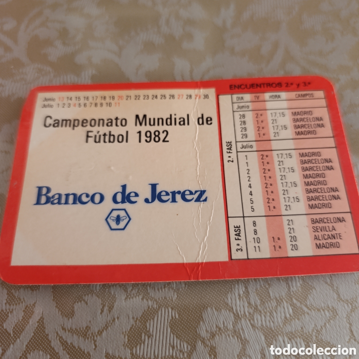 Coleccionismo deportivo: Calendario - guia Mundial 82,Banco de Jerez.