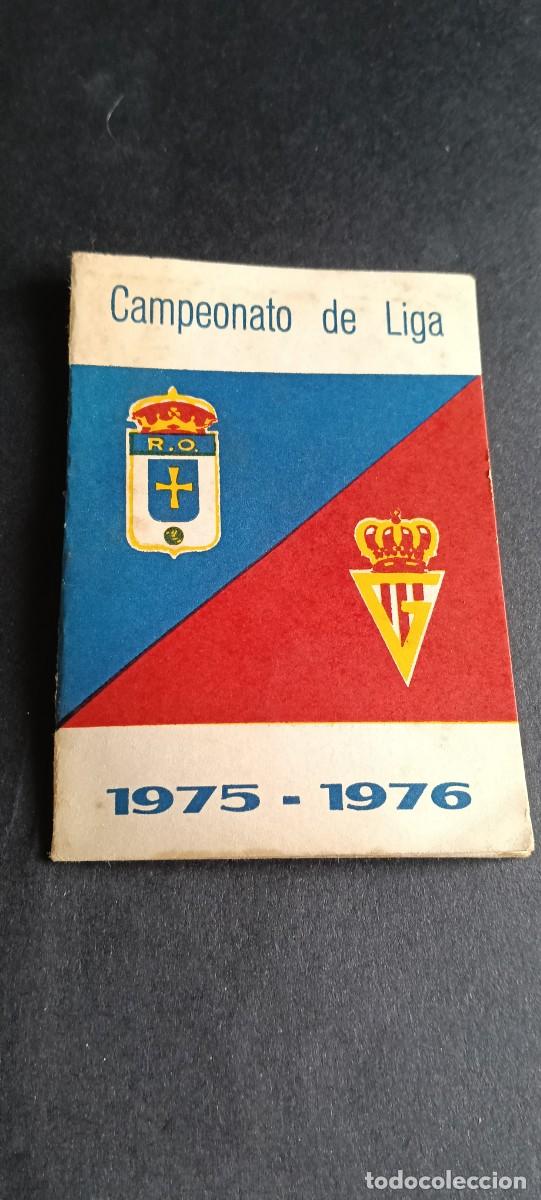 Coleccionismo deportivo: Antiguo libreto / calendario de f&uacute;tbol Campeonato de Liga 1975-1976 - Real Oviedo / Sporting de Gij&oacute;