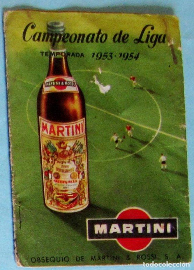 Coleccionismo deportivo: CALENDARIO FUTBOL&Iacute;STICO. TEMPORADA 1953 - 54. OBSEQUIO DE MARTINI ROSSI.
