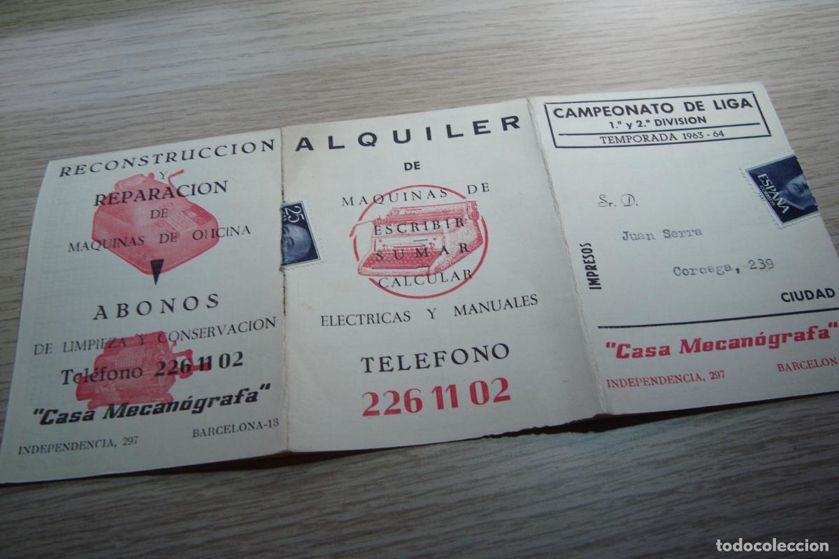 Coleccionismo deportivo: ANTIGUO CALENDARIO FUTBOL TEMPORADA 1963-1964. CASA MECANOGRAFICA BARCELONA