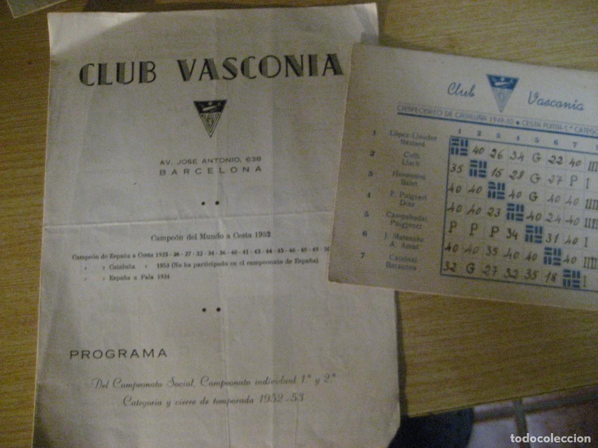 Coleccionismo deportivo: Club Vasconia . programa campeonato Catalu&ntilde;a de Cesta punta 1949 - 50 pelota Vasca