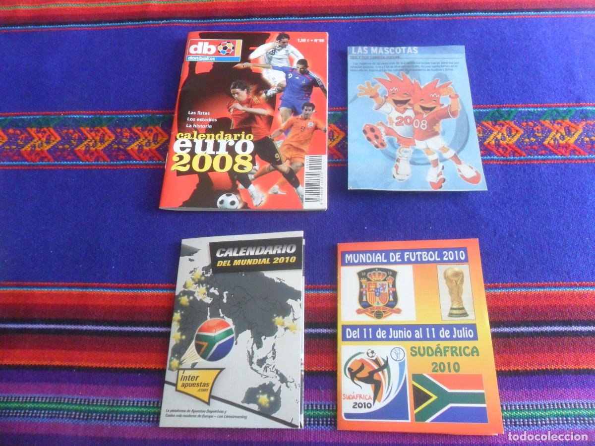 Coleccionismo deportivo: 2 CALENDARIO MUNDIAL F&Uacute;TBOL SUD&Aacute;FRICA 2010 Y EUROCOPA EURO 2008 AUSTRIA SUIZA DON BAL&Oacute;N Y MASCOTAS.
