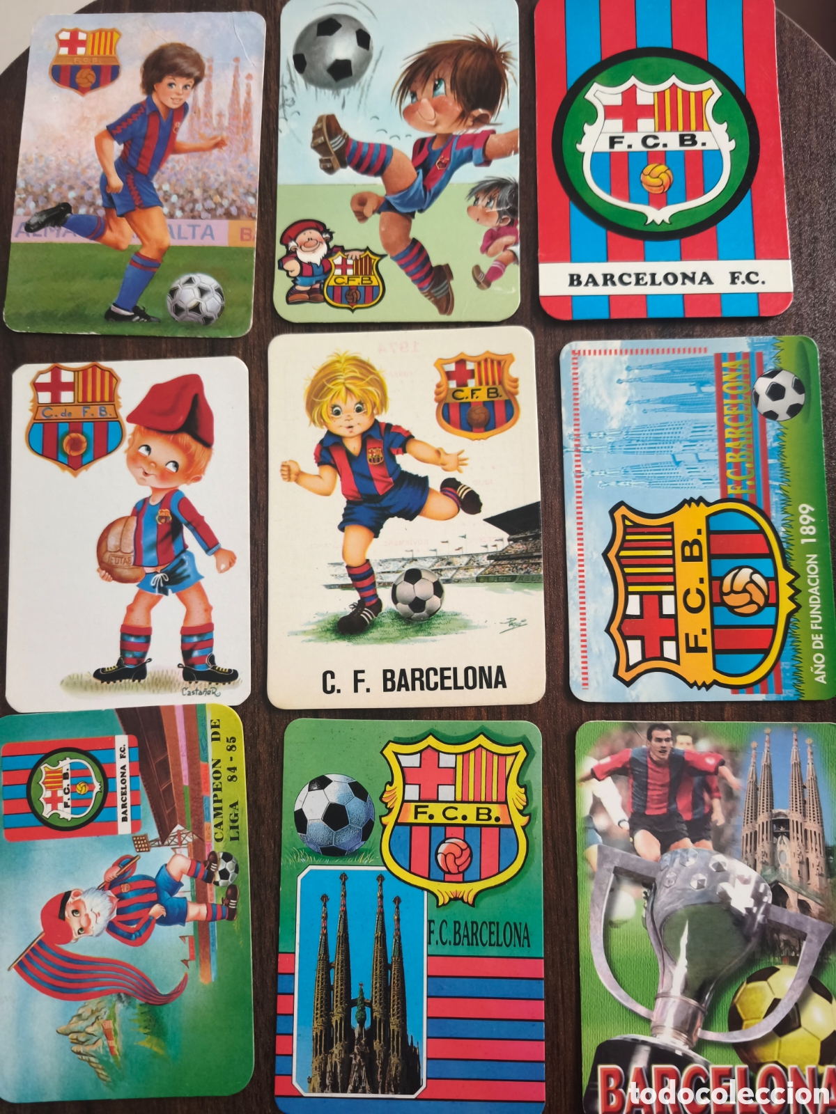 Coleccionismo deportivo: Lote 9 calendarios bolsillo FCBarcelona