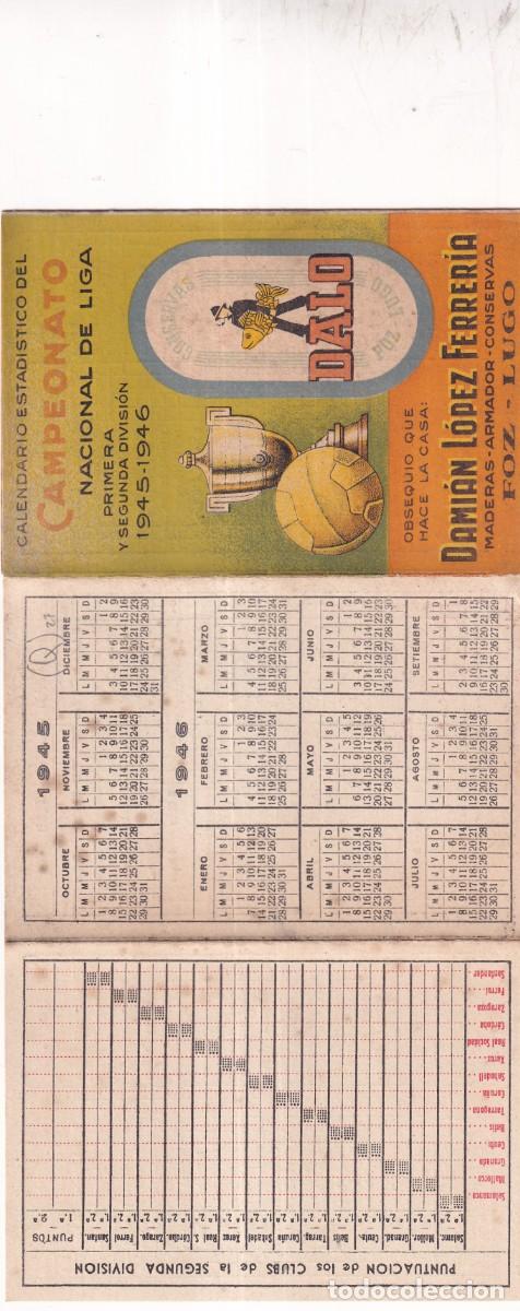 Coleccionismo deportivo: Calendario estad&iacute;stico del Campeonato nacional de liga 1945 - 1946 Dami&aacute;n L&oacute;pez Ferrer&iacute;a Lugo Foz