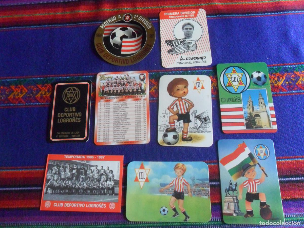 Coleccionismo deportivo: CD LOGRO&Ntilde;&Eacute;S LOTE 8 CALENDARIOS DE BOLSILLO TODAS LAS &Eacute;POCAS Y PEGATINA ASCENSO A 1&ordf; 86 87. DE LUJO.