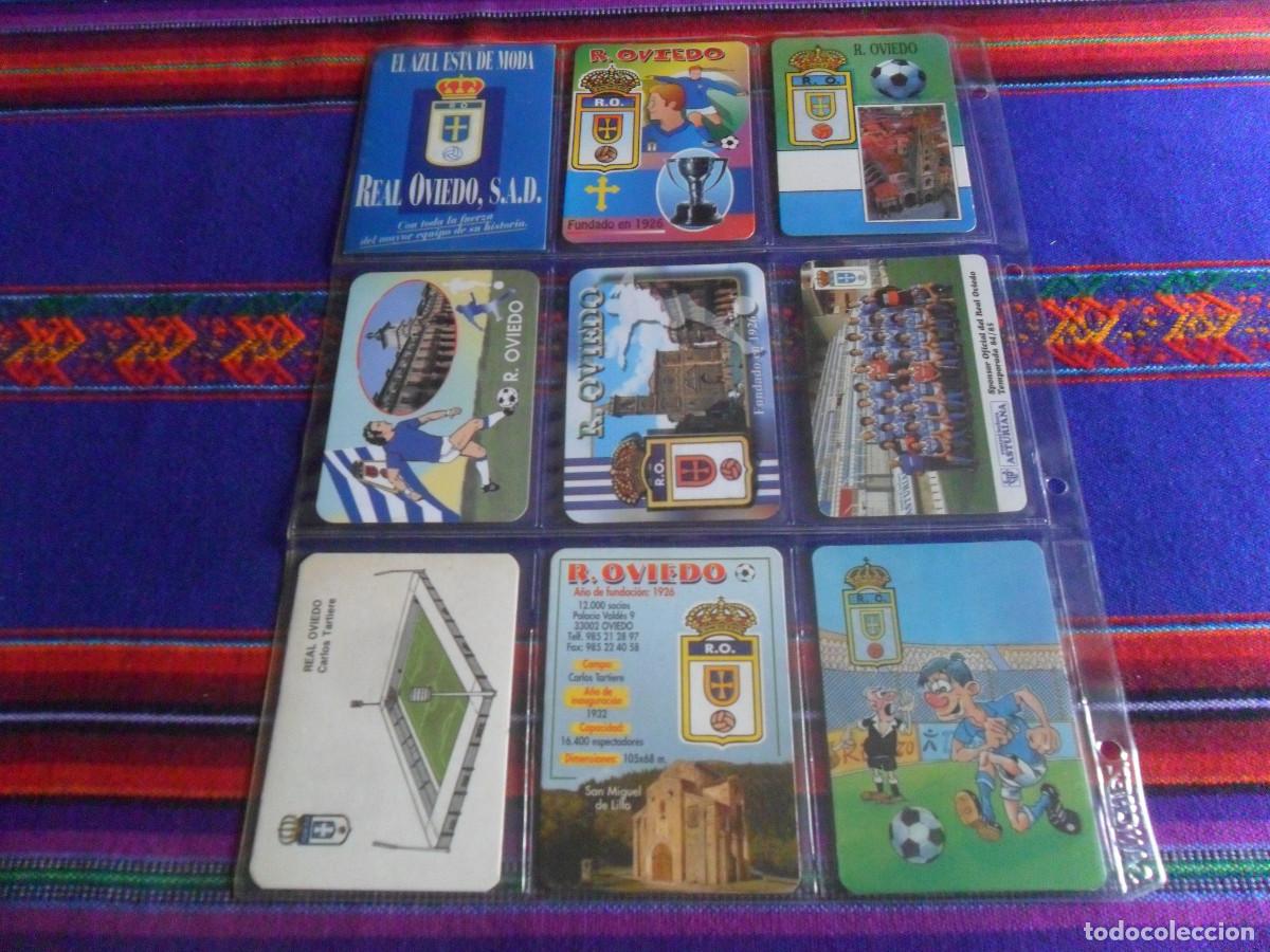 Coleccionismo deportivo: LOTE REAL OVIEDO CF 8 CALENDARIOS DE BOLSILLO DE TODAS LAS &Eacute;POCAS Y UNA PEGATINA. DE LUJO.