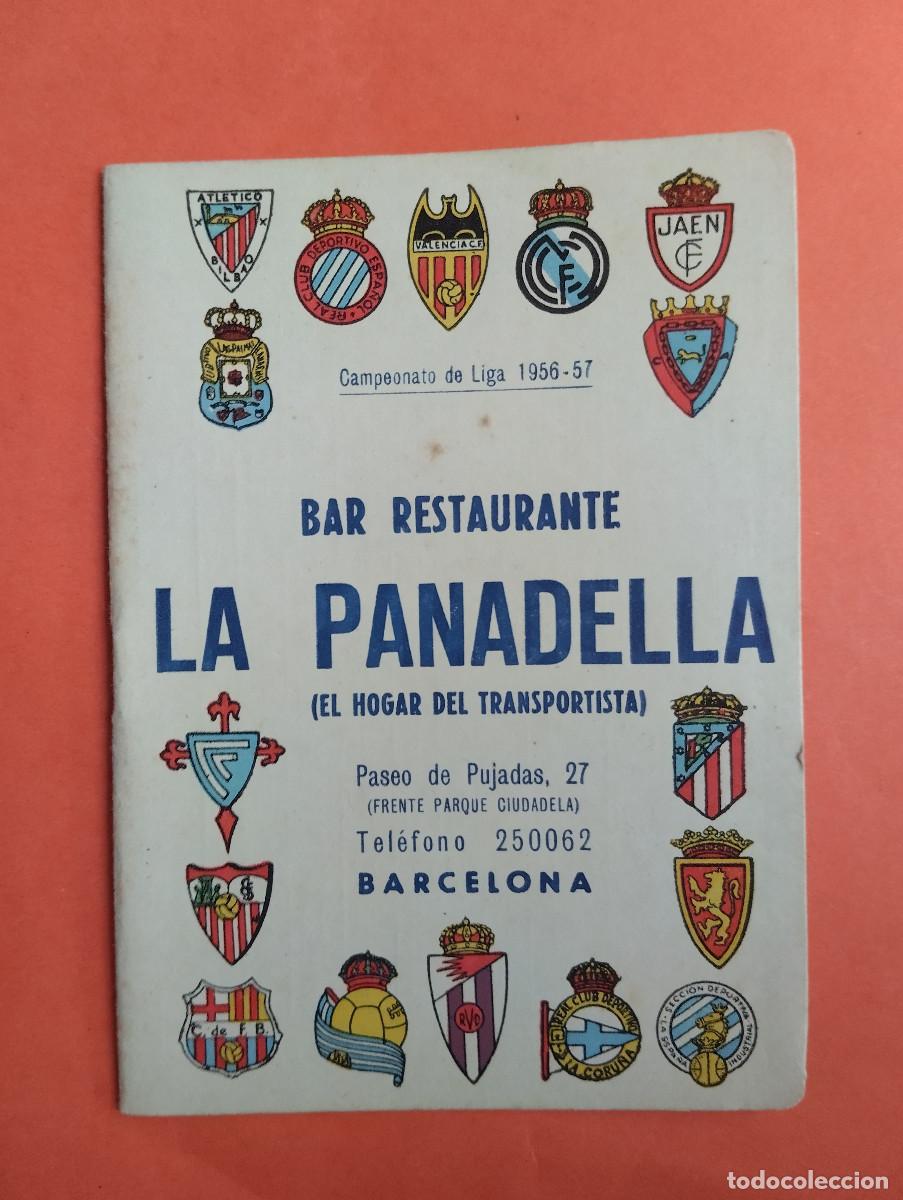Coleccionismo deportivo: CALENDARIO DE LIGA FUTBOL TEMPORADA 1956 1957 56 57 ..BAR LA PANADELLA BARCELONA..
