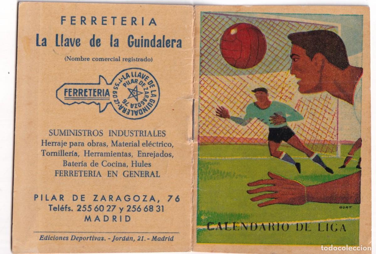 Collezionismo sportivo: Calendario de liga 1961 - 62 sin usar. Ferreter&iacute;a la llave de la Guindalera. Madrid.