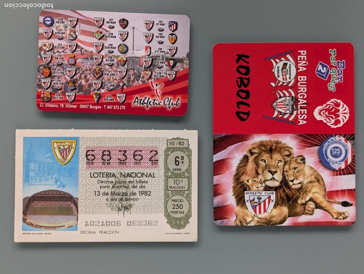 Coleccionismo deportivo: BONITO LOTE TEMA ATHLETIC CLUB BILBAO DECIMO LOTER&Iacute;A SAN MAM&Eacute;S CALENDARIO PE&Ntilde;A BURGALESA