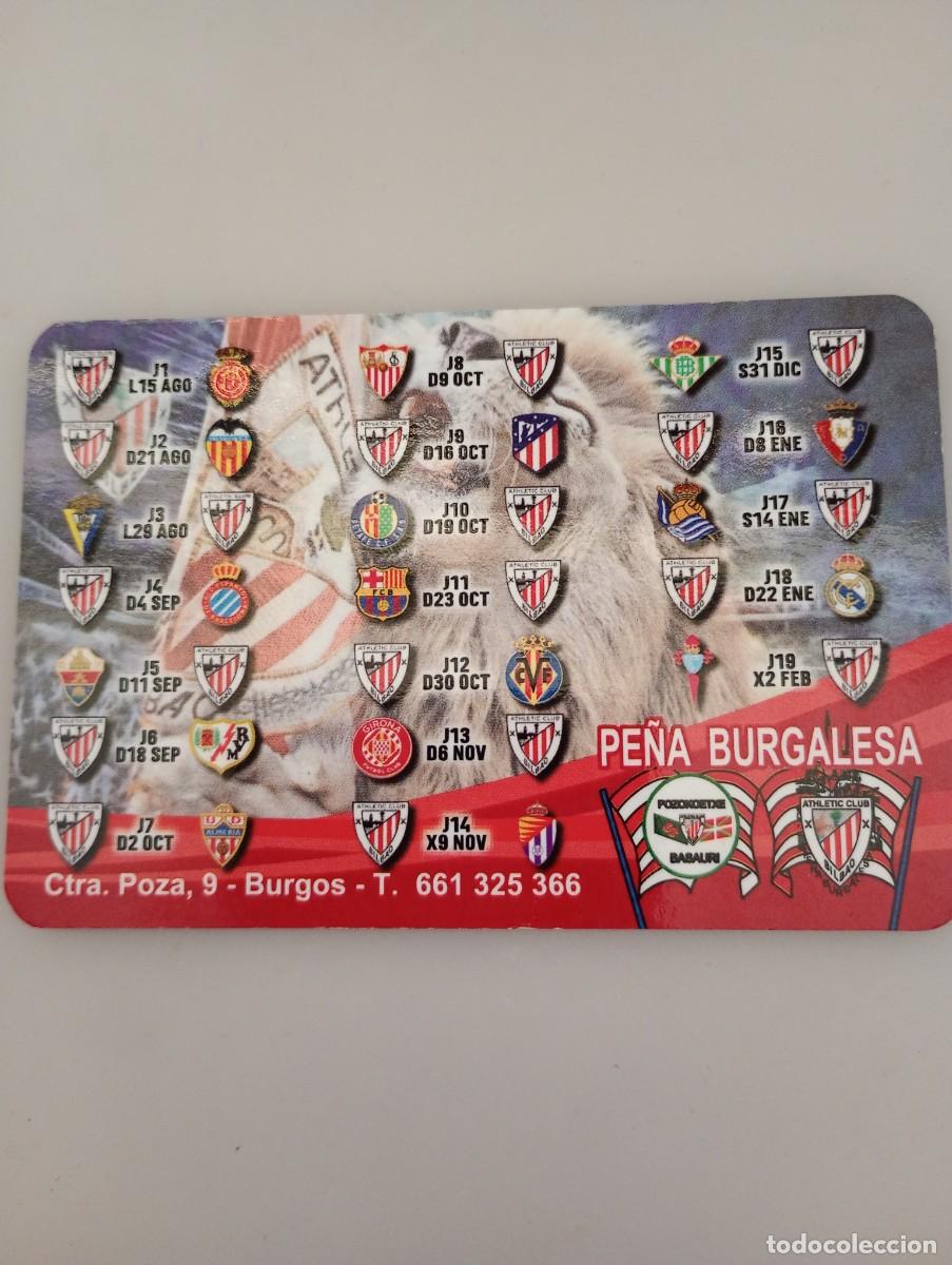 Coleccionismo deportivo: Calendario encuentros ATHLETIC DE BILBAO Liga 22-23 Pe&ntilde;a Burgalesa