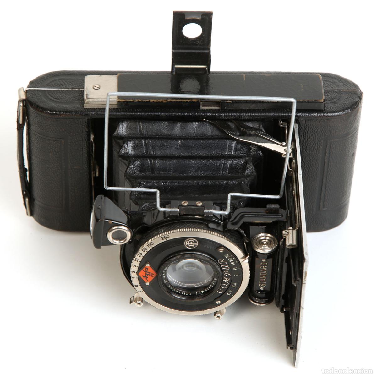 C&aacute;mara de fotos: AGFA STANDARD 6X9 1926 - 120 FILM - TRILINEAR 10,5 CM/F:4.5 - COMPUR - TEL&Eacute;METRO - FUNCIONA TODO