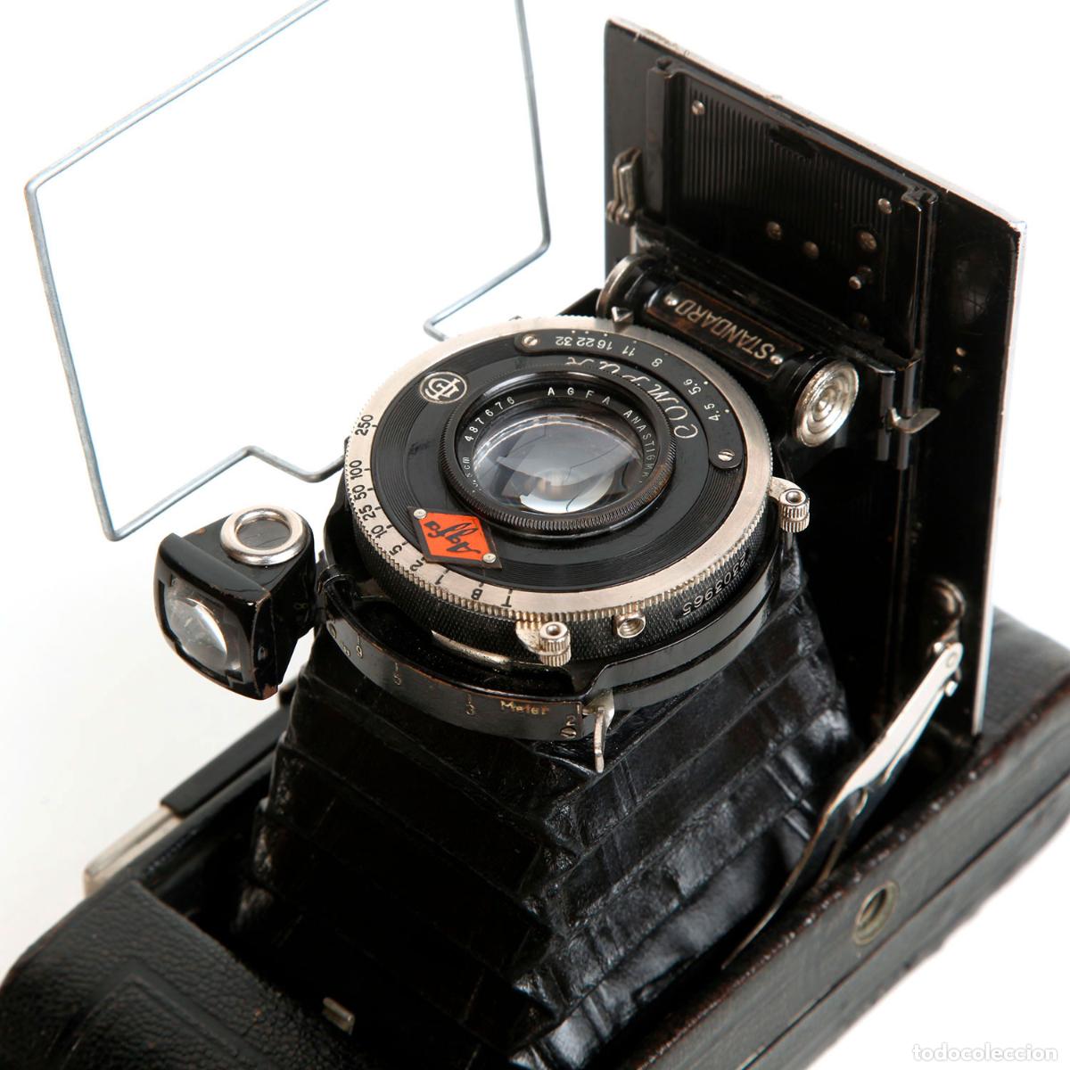 C&aacute;mara de fotos: AGFA STANDARD 6X9 1926 - 120 FILM - TRILINEAR 10,5 CM/F:4.5 - COMPUR - TEL&Eacute;METRO - FUNCIONA TODO