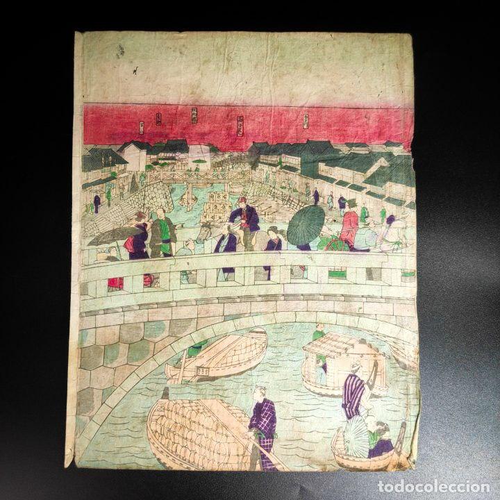 C&aacute;mara de fotos: Grabado Japon&eacute;s Ukiyo-e periodo Meiji c.1874 de Hiroshigue III