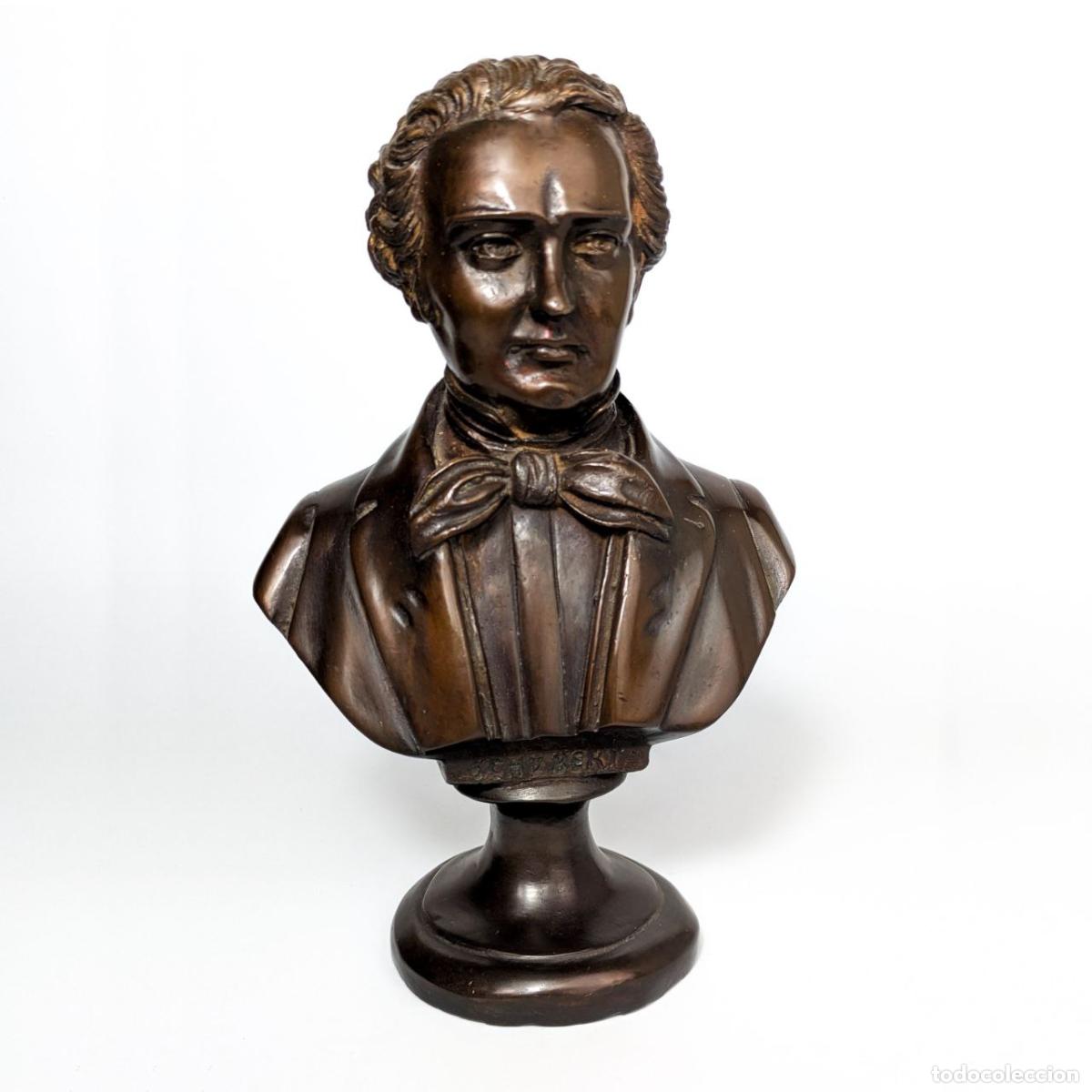 Fotokamera: Busto de Bronce antiguo Compositor Schubert c.1900