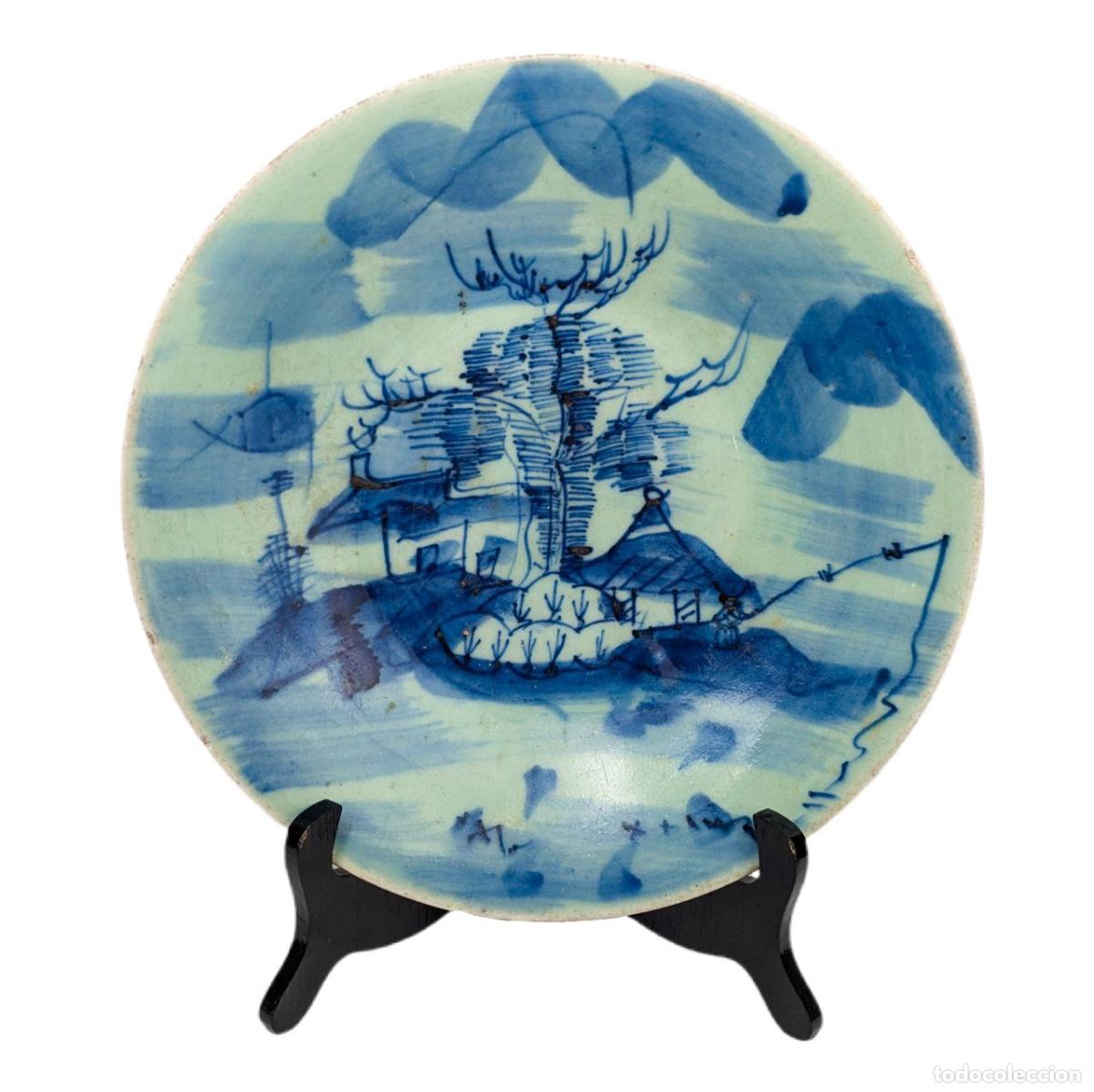 C&aacute;mara de fotos: Plato Chino de porcelana Celad&oacute;n periodo Daoguang (1820-1850)