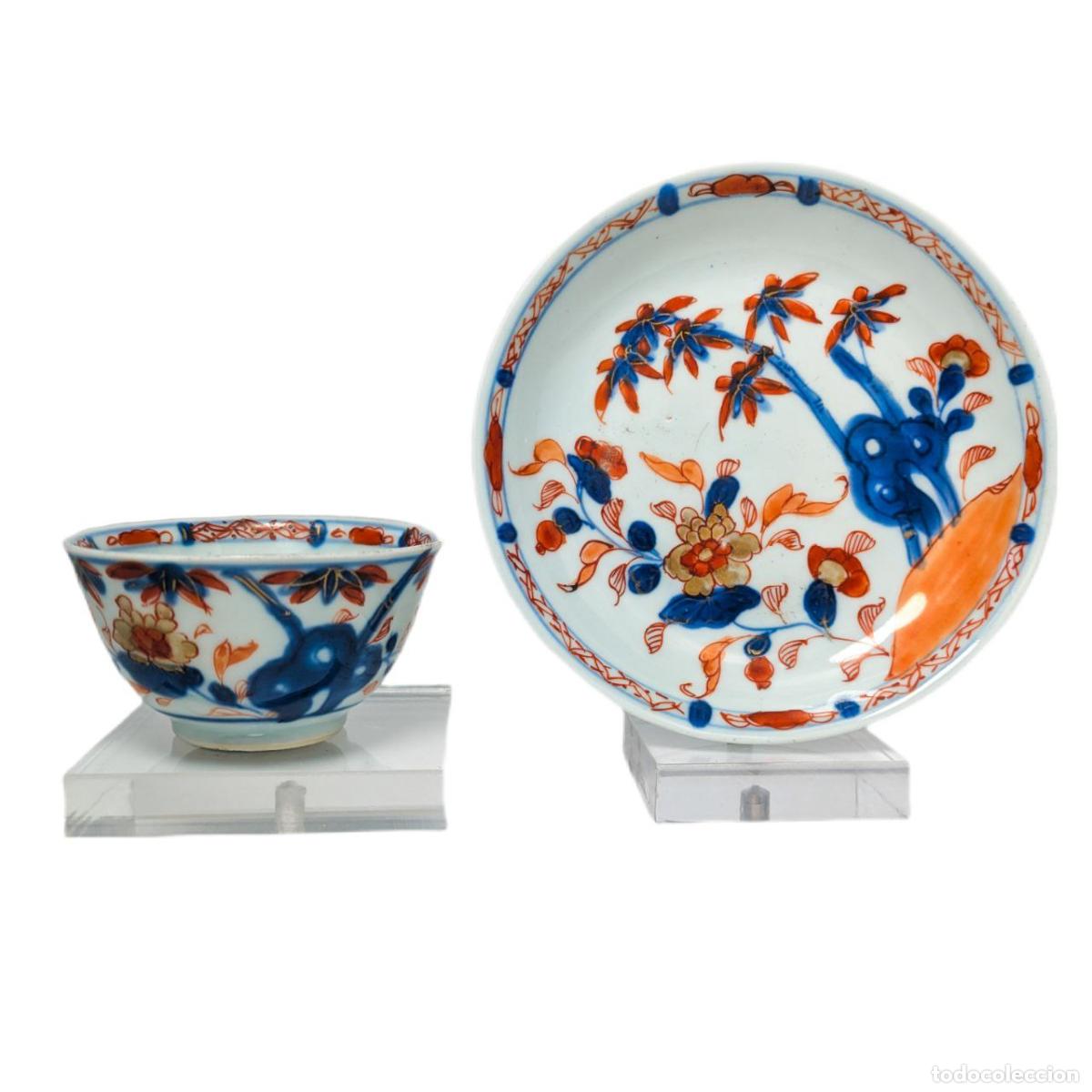 C&aacute;mara de fotos: Plato con taza de t&eacute; Chino Kangxi Imari (1661-1722)
