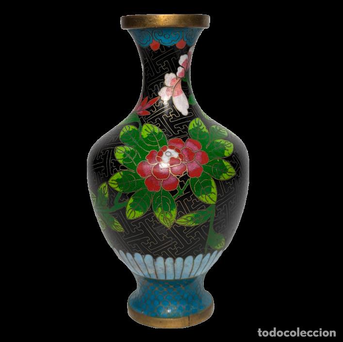 C&aacute;mara de fotos: Jarr&oacute;n de Cloisonn&eacute; con flores, China, Primera Rep&uacute;blica China (1911-1949)