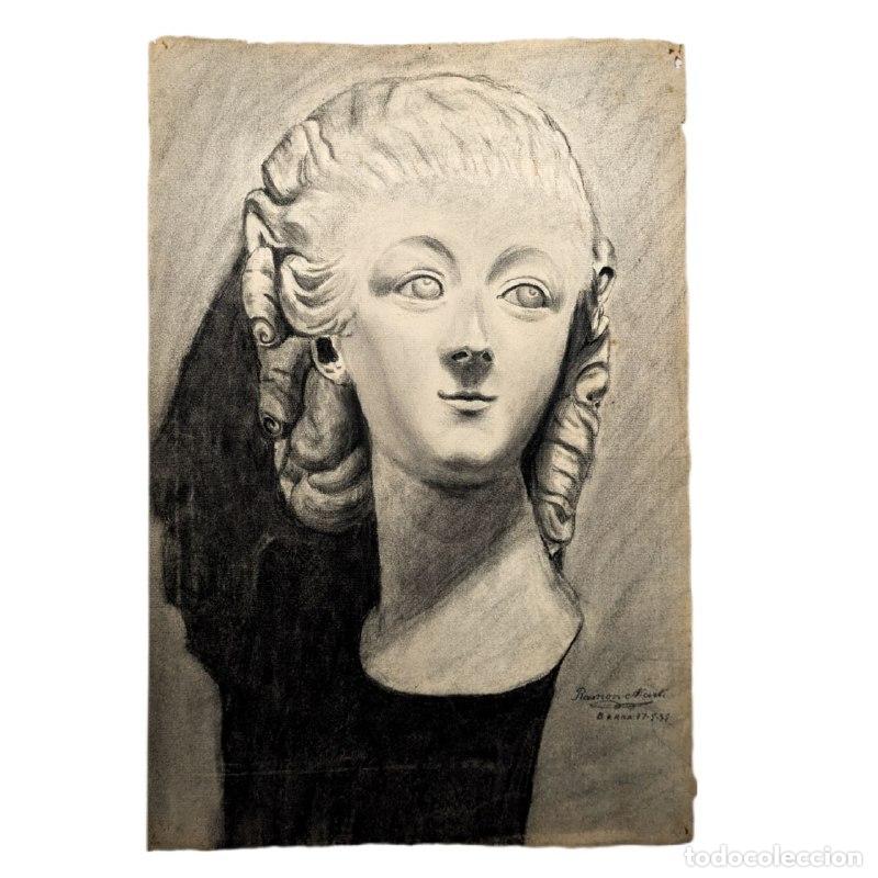 C&aacute;mara de fotos: Dibujo de Busto de Artista Barcelon&eacute;s Ram&oacute;n Mart&iacute; c.1955