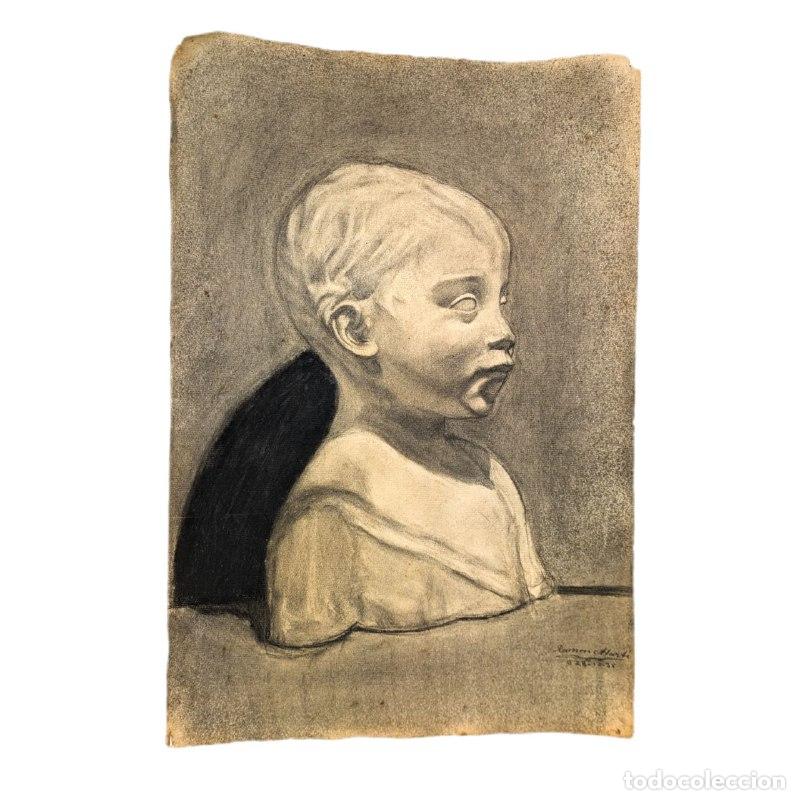 C&aacute;mara de fotos: Dibujo de Busto de Artista Barcelon&eacute;s Ram&oacute;n Marti c.1955