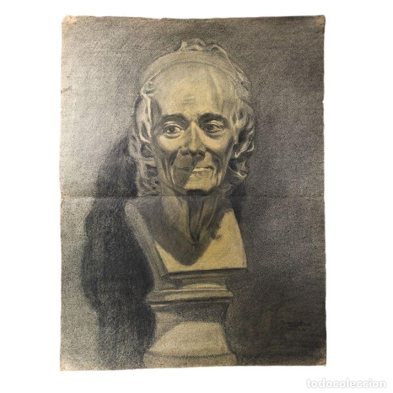 C&aacute;mara de fotos: Dibujo de Busto de Voltaire de Artista Barcelon&eacute;s Ram&oacute;n Mart&iacute; c.1955