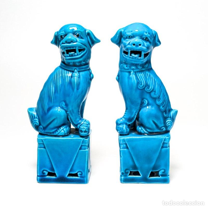 Photo camera: Pareja de Perros Foo Chinos 12cm c.1970
