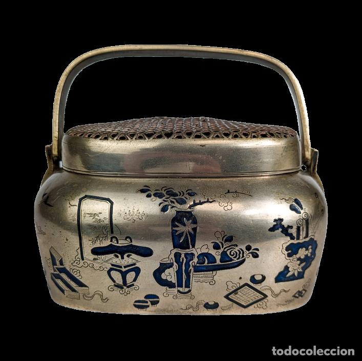 C&acirc;maras de fotos: Calentador de manos Chino plateado, Finales dinast&iacute;a Qing (1644-1912)