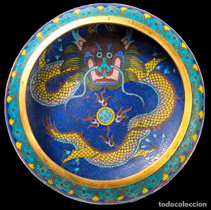 C&acirc;maras de fotos: Cuenco Incensario cloisonn&eacute; dragones, China, Primera Rep&uacute;blica China (1911-1949)