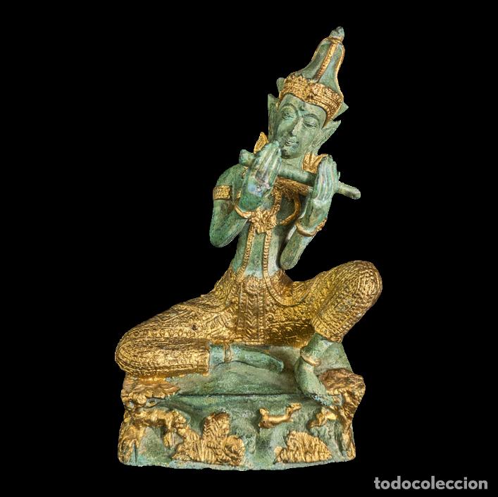 C&aacute;mara de fotos: Figura Phra Aphai Mani bronce patinado, Tailandia c.1950