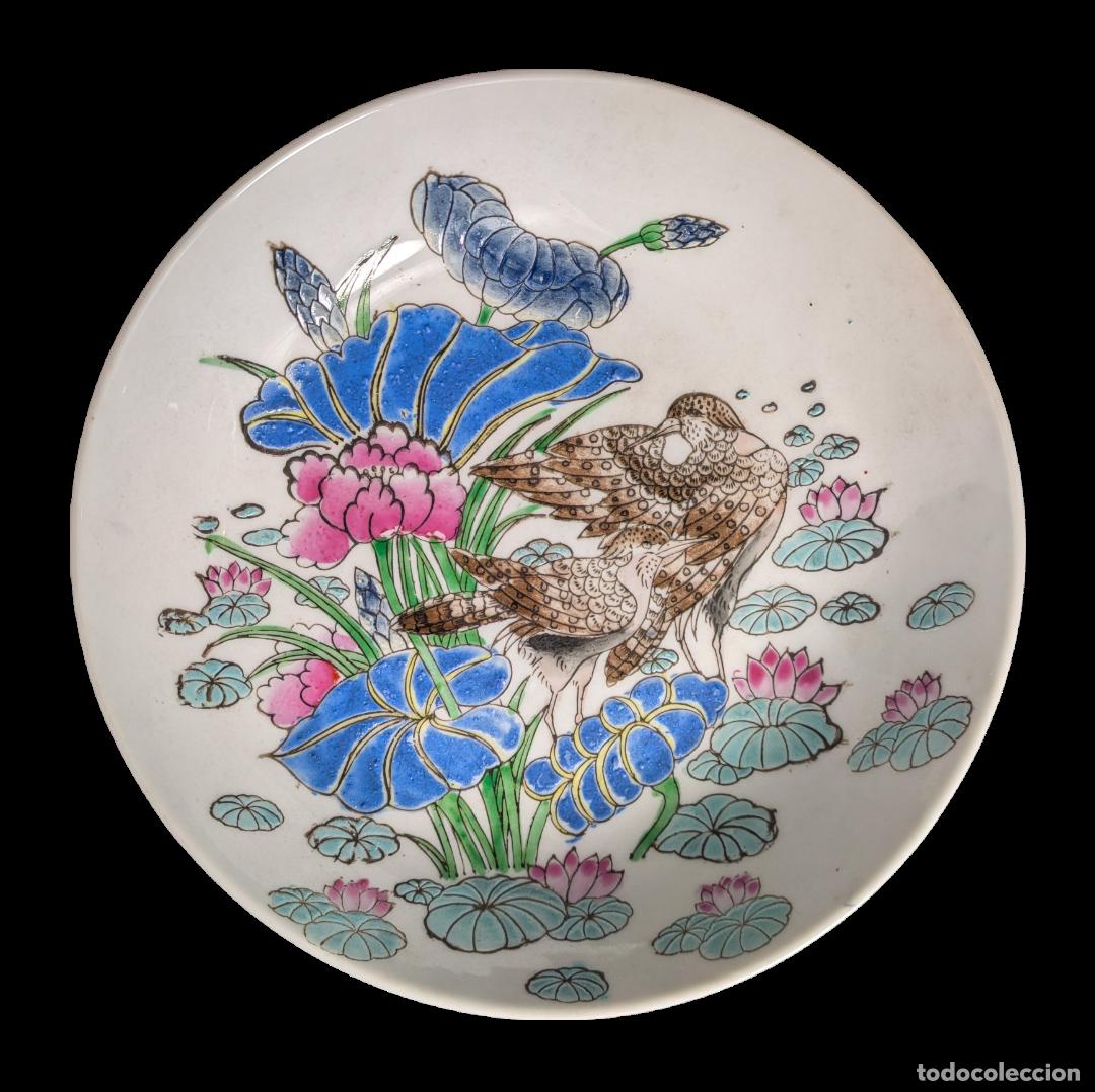 C&aacute;mara de fotos: Plato Chino decoraci&oacute;n p&aacute;jaros c.1970