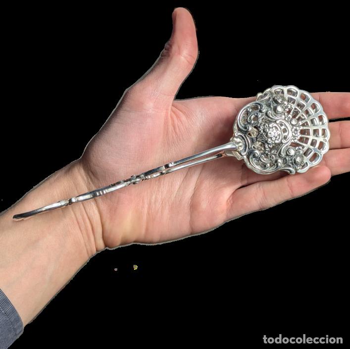 Fotokamera: Pinzas para ensalada de plata espa&ntilde;ola punz&oacute;n estrella