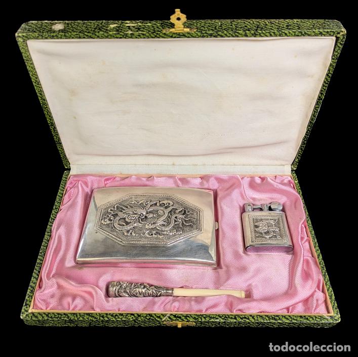 Fotokamera: Set de tabaco Plata Vietnamita Guerra de Indochina (1945-1954) dragones