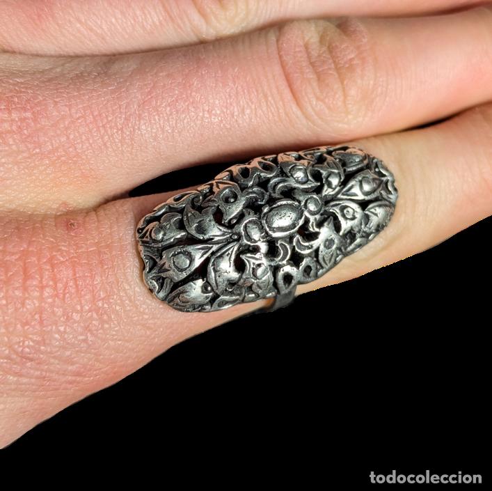 Fotokamera: Anillo de plata navette neobarroco 16g